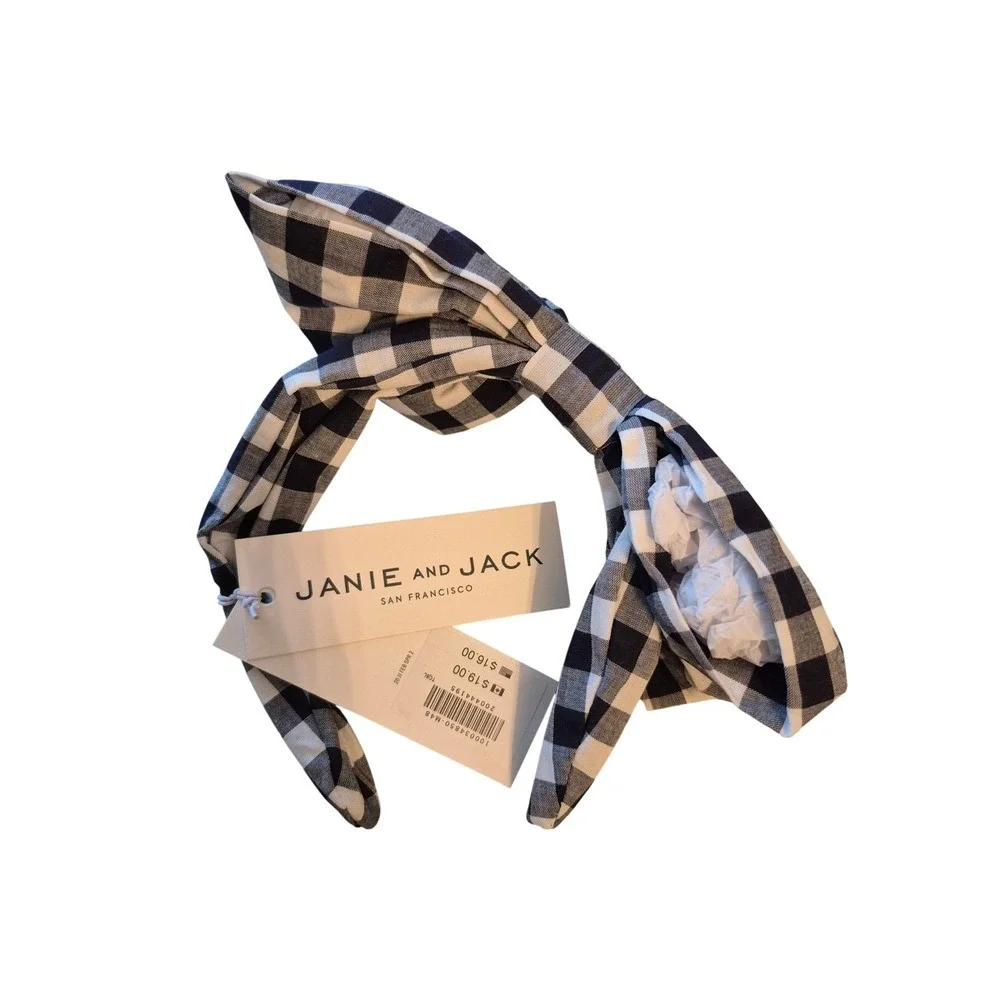 Janie and Jack Girls Bow Headband Checkered Plaid Hair Accessory Cute